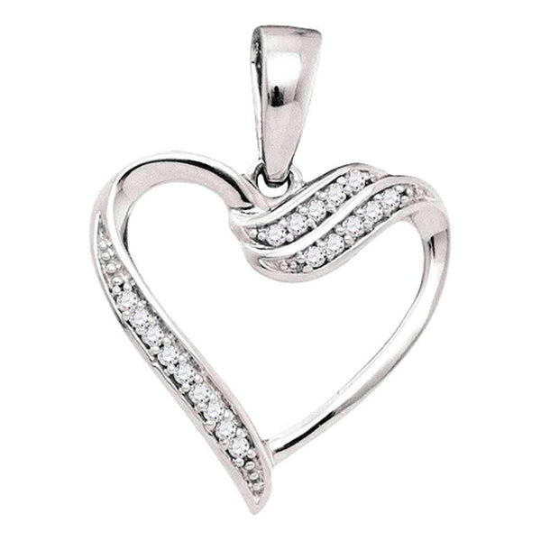 10kt White Gold Women's Round Diamond Heart Love Pendant 1-20 Cttw - FREE Shipping (US/CAN)-Gold & Diamond Pendants & Necklaces-JadeMoghul Inc.