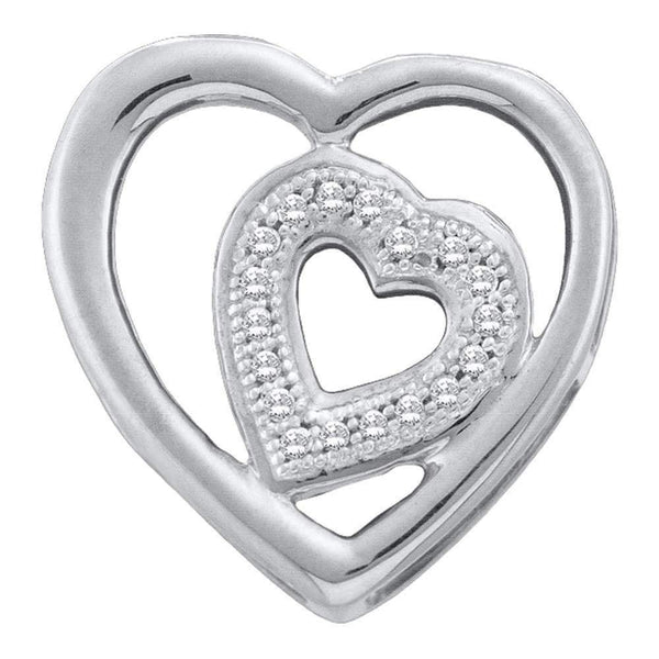 10kt White Gold Women's Round Diamond Heart Love Pendant 1-20 Cttw - FREE Shipping (US/CAN)-Gold & Diamond Pendants & Necklaces-JadeMoghul Inc.