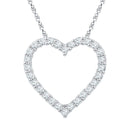 10kt White Gold Women's Round Diamond Heart Love Pendant 1-4 Cttw - FREE Shipping (US/CAN)-Gold & Diamond Pendants & Necklaces-JadeMoghul Inc.