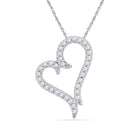 10kt White Gold Women's Round Diamond Heart Love Pendant 1-5 Cttw - FREE Shipping (US/CAN)-Gold & Diamond Pendants & Necklaces-JadeMoghul Inc.