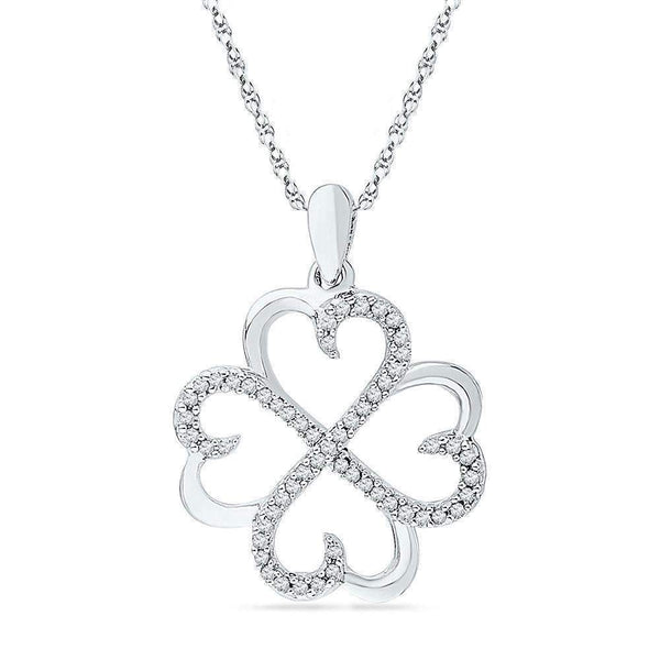10kt White Gold Women's Round Diamond Heart Love Pendant 1-5 Cttw - FREE Shipping (US/CAN)-Gold & Diamond Pendants & Necklaces-JadeMoghul Inc.