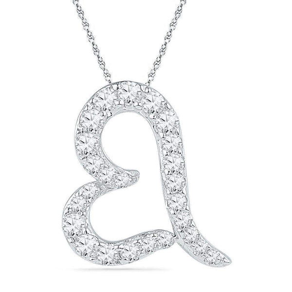 10kt White Gold Women's Round Diamond Heart Love Pendant 1-6 Cttw - FREE Shipping (US/CAN)-Gold & Diamond Pendants & Necklaces-JadeMoghul Inc.