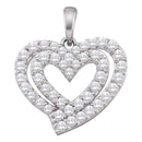 10kt White Gold Women's Round Diamond Heart Love Pendant 3-4 Cttw - FREE Shipping (US/CAN)-Gold & Diamond Pendants & Necklaces-JadeMoghul Inc.