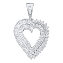 10kt White Gold Women's Round Diamond Heart Love Pendant 7-8 Cttw - FREE Shipping (US/CAN)-Gold & Diamond Pendants & Necklaces-JadeMoghul Inc.