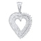 10kt White Gold Women's Round Diamond Heart Love Pendant 7-8 Cttw - FREE Shipping (US/CAN)-Gold & Diamond Pendants & Necklaces-JadeMoghul Inc.