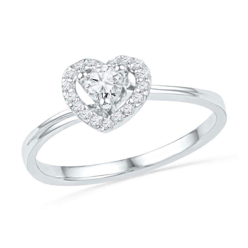 10kt White Gold Women's Round Diamond Heart Love Promise Bridal Ring 1/4 Cttw - FREE Shipping (US/CAN)-Gold & Diamond Promise Rings-9.5-JadeMoghul Inc.