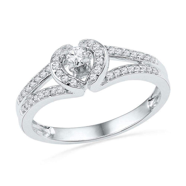 10kt White Gold Women's Round Diamond Heart Love Promise Bridal Ring 1/4 Cttw - FREE Shipping (US/CAN)-Promise Rings-5-JadeMoghul Inc.