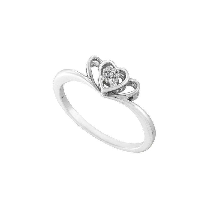10kt White Gold Women's Round Diamond Heart Love Ring .02 Cttw - FREE Shipping (US/CAN)-Gold & Diamond Heart Rings-5-JadeMoghul Inc.