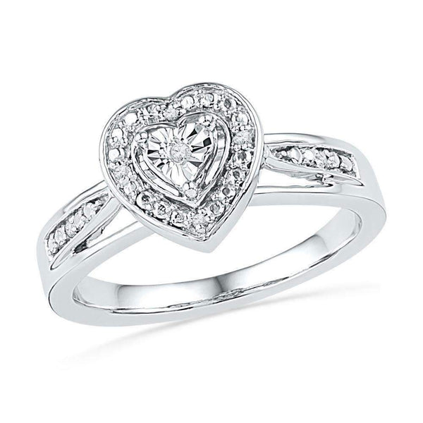 10kt White Gold Women's Round Diamond Heart Love Ring .03 Cttw - FREE Shipping (US/CAN)-Gold & Diamond Heart Rings-5-JadeMoghul Inc.