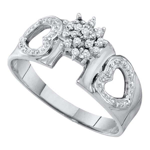 10kt White Gold Women's Round Diamond Heart Love Ring 1/10 Cttw - FREE Shipping (US/CAN)-Gold & Diamond Heart Rings-5-JadeMoghul Inc.