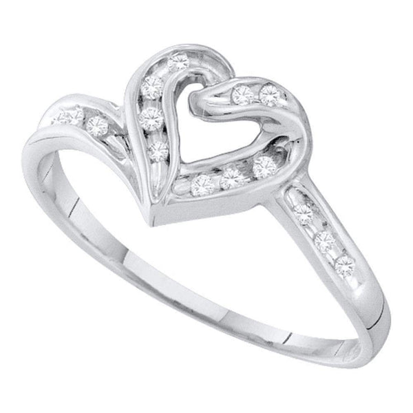 10kt White Gold Women's Round Diamond Heart Love Ring 1/12 Cttw - FREE Shipping (US/CAN)-Gold & Diamond Heart Rings-5-JadeMoghul Inc.