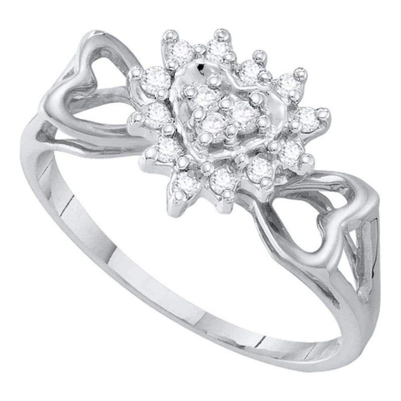 10kt White Gold Women's Round Diamond Heart Love Ring 1/5 Cttw - FREE Shipping (US/CAN)-Gold & Diamond Heart Rings-5-JadeMoghul Inc.