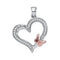 10kt White Gold Women's Round Diamond Heart Love Rose-tone Butterfly Bug Pendant 1-10 Cttw - FREE Shipping (US/CAN)-Gold & Diamond Pendants & Necklaces-JadeMoghul Inc.