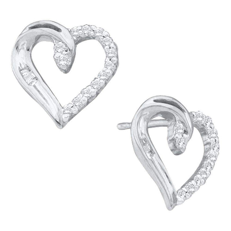 10kt White Gold Women's Round Diamond Heart Love Stud Earrings 1-6 Cttw - FREE Shipping (USA/CAN)-Gold & Diamond Earrings-JadeMoghul Inc.