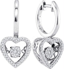 10kt White Gold Women's Round Diamond Heart Moving Twinkle Dangle Earrings 1-4 Cttw - FREE Shipping (US/CAN)-Gold & Diamond Earrings-JadeMoghul Inc.