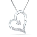 10kt White Gold Womens Round Diamond Heart Pendant .01 Cttw-Gold & Diamond Pendants & Necklaces-JadeMoghul Inc.