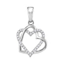 10kt White Gold Women's Round Diamond Heart Pendant 1-4 Cttw - FREE Shipping (US/CAN)-Gold & Diamond Pendants & Necklaces-JadeMoghul Inc.