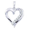 10kt White Gold Women's Round Diamond Heart Pendant 1-4 Cttw - FREE Shipping (US/CAN)-Gold & Diamond Pendants & Necklaces-JadeMoghul Inc.