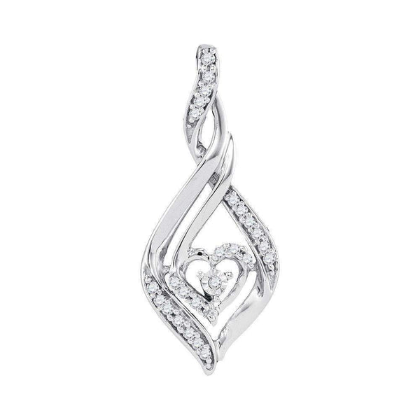 10kt White Gold Women's Round Diamond Heart Spade Frame Pendant 1-8 Cttw - FREE Shipping (US/CAN)-Gold & Diamond Pendants & Necklaces-JadeMoghul Inc.