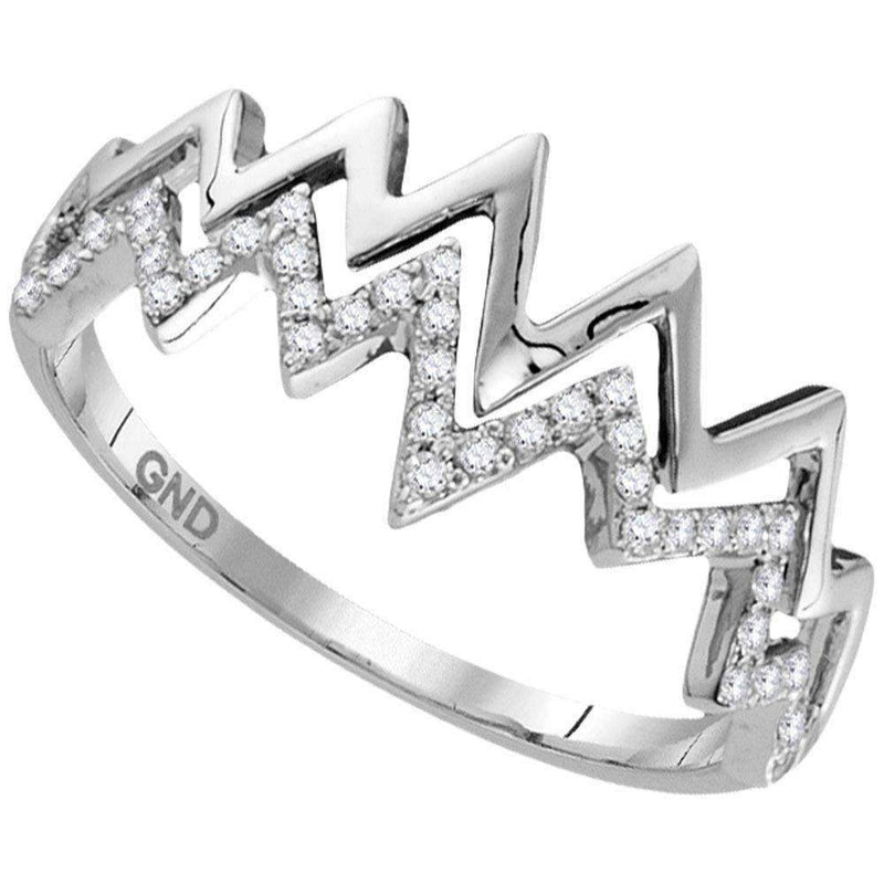10kt White Gold Women's Round Diamond Heartbeat Band Ring 1/8 Cttw - FREE Shipping (US/CAN)-Gold & Diamond Bands-8-JadeMoghul Inc.