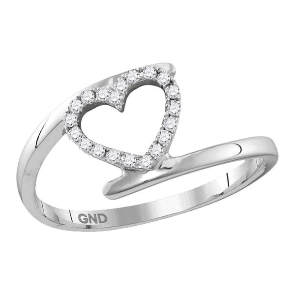 10kt White Gold Women's Round Diamond Held Heart Love Ring 1/8 Cttw - FREE Shipping (US/CAN)-Gold & Diamond Heart Rings-9-JadeMoghul Inc.