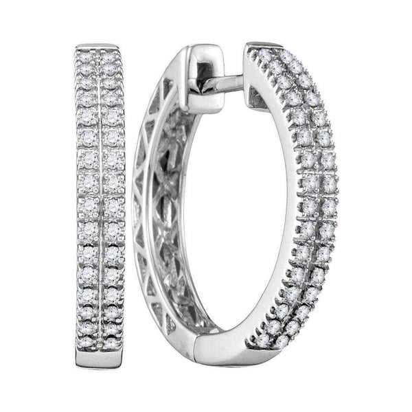 10kt White Gold Women's Round Diamond Hoop Earrings 1-3 Cttw - FREE Shipping (USA/CAN)-Gold & Diamond Earrings-JadeMoghul Inc.