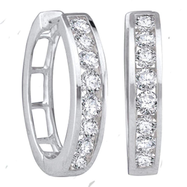 10kt White Gold Women's Round Diamond Hoop Earrings 1-4 Cttw - FREE Shipping (USA/CAN)-Gold & Diamond Earrings-JadeMoghul Inc.