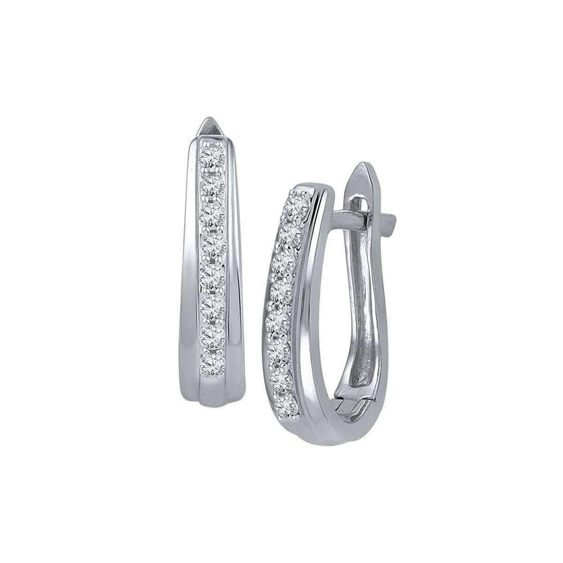 10kt White Gold Women's Round Diamond Hoop Earrings 1-4 Cttw - FREE Shipping (US/CAN)-Gold & Diamond Earrings-JadeMoghul Inc.