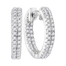 10kt White Gold Women's Round Diamond Hoop Earrings 1-5 Cttw - FREE Shipping (USA/CAN)-Gold & Diamond Earrings-JadeMoghul Inc.