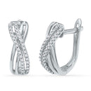 10kt White Gold Women's Round Diamond Hoop Earrings 1-5 Cttw - FREE Shipping (USA/CAN)-Gold & Diamond Earrings-JadeMoghul Inc.