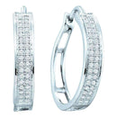 10kt White Gold Women's Round Diamond Hoop Earrings 1-5 Cttw - FREE Shipping (US/CAN)-Gold & Diamond Earrings-JadeMoghul Inc.