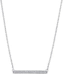 10kt White Gold Women's Round Diamond Horizontal Bar Pendant Necklace 1-10 Cttw - FREE Shipping (US/CAN)-Gold & Diamond Pendants & Necklaces-JadeMoghul Inc.