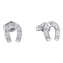 10kt White Gold Womens Round Diamond Horseshoe Screwback Stud Earrings 1-20 Cttw - FREE Shipping (US/CAN)-Gold & Diamond Earrings-JadeMoghul Inc.