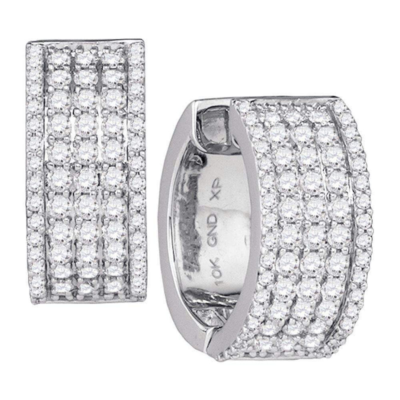 10kt White Gold Women's Round Diamond Hughie Earrings 1-5-8 Cttw - FREE Shipping (USA/CAN)-Gold & Diamond Earrings-JadeMoghul Inc.