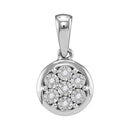 10kt White Gold Women's Round Diamond Illusion-set Flower Cluster Pendant 1-20 Cttw - FREE Shipping (US/CAN)-Gold & Diamond Pendants & Necklaces-JadeMoghul Inc.