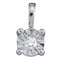 10kt White Gold Women's Round Diamond Illusion-set Solitaire Pendant 1-10 Cttw - FREE Shipping (US/CAN)-Gold & Diamond Pendants & Necklaces-JadeMoghul Inc.