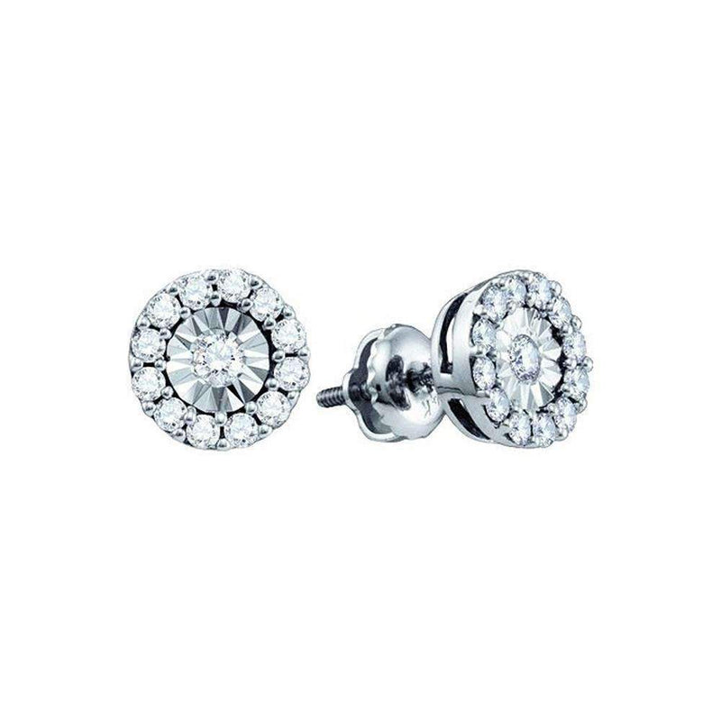 10kt White Gold Women's Round Diamond Illusion-set Solitaire Stud Earrings 1-3 Cttw - FREE Shipping (US/CAN)-Gold & Diamond Earrings-JadeMoghul Inc.