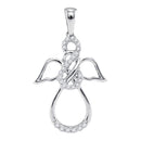 10kt White Gold Womens Round Diamond Infinity Angel Pendant 1-6 Cttw-Gold & Diamond Pendants & Necklaces-JadeMoghul Inc.