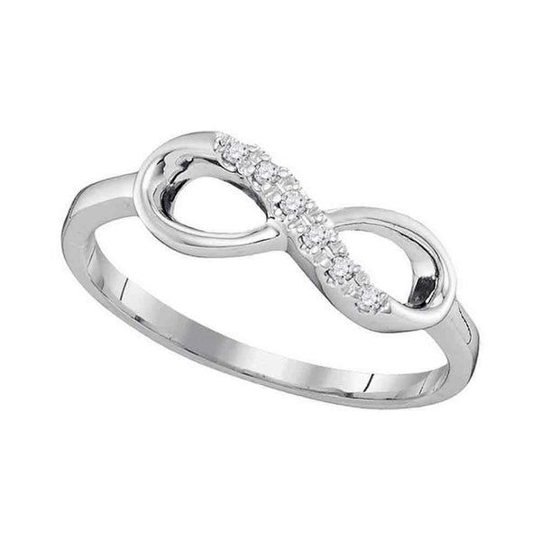 10kt White Gold Women's Round Diamond Infinity Band Ring 1/20 Cttw - FREE Shipping (US/CAN)-Gold & Diamond Rings-5-JadeMoghul Inc.