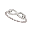10kt White Gold Womens Round Diamond Infinity Band Ring 1/8 Cttw-Gold & Diamond Rings-5-JadeMoghul Inc.