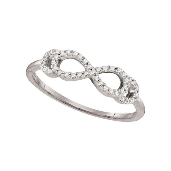 10kt White Gold Womens Round Diamond Infinity Band Ring 1/8 Cttw-Gold & Diamond Rings-5-JadeMoghul Inc.