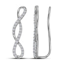 10kt White Gold Women's Round Diamond Infinity Climber Earrings 1-2 Cttw - FREE Shipping (USA/CAN)-Gold & Diamond Earrings-JadeMoghul Inc.