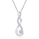 10kt White Gold Women's Round Diamond Infinity Cluster Pendant 1-6 Cttw - FREE Shipping (US/CAN)-Gold & Diamond Pendants & Necklaces-JadeMoghul Inc.