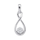 10kt White Gold Women's Round Diamond Infinity Cluster Pendant 1-8 Cttw - FREE Shipping (US/CAN)-Gold & Diamond Pendants & Necklaces-JadeMoghul Inc.
