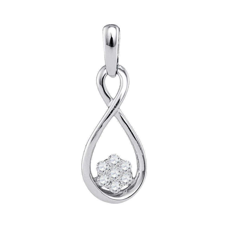 10kt White Gold Women's Round Diamond Infinity Cluster Pendant 1-8 Cttw - FREE Shipping (US/CAN)-Gold & Diamond Pendants & Necklaces-JadeMoghul Inc.