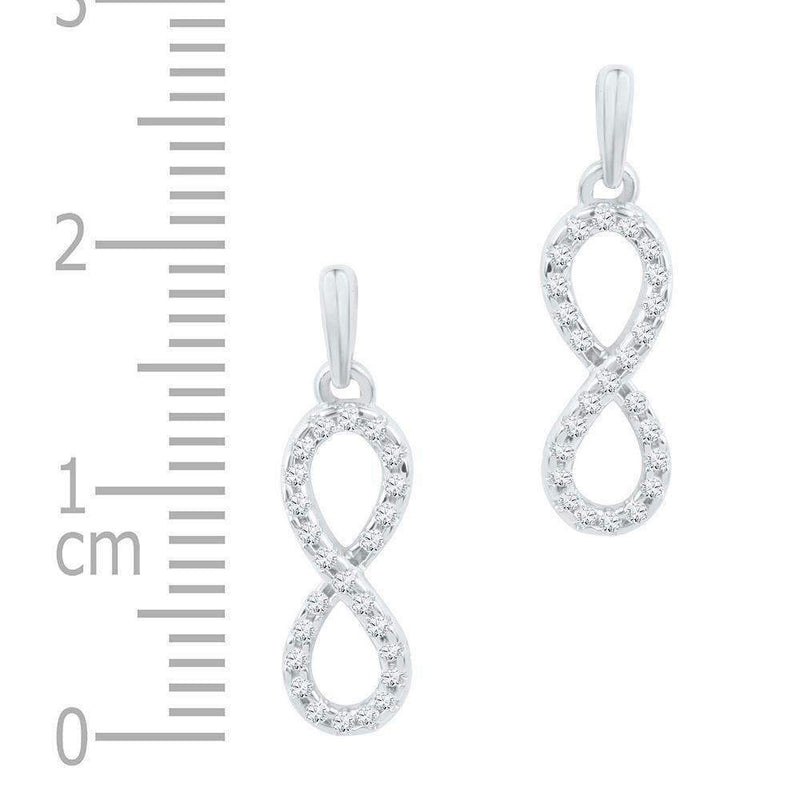 10kt White Gold Women's Round Diamond Infinity Dangle Earrings 1-4 Cttw - FREE Shipping (USA/CAN)-Gold & Diamond Earrings-JadeMoghul Inc.
