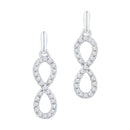 10kt White Gold Women's Round Diamond Infinity Dangle Earrings 1-4 Cttw - FREE Shipping (USA/CAN)-Gold & Diamond Earrings-JadeMoghul Inc.