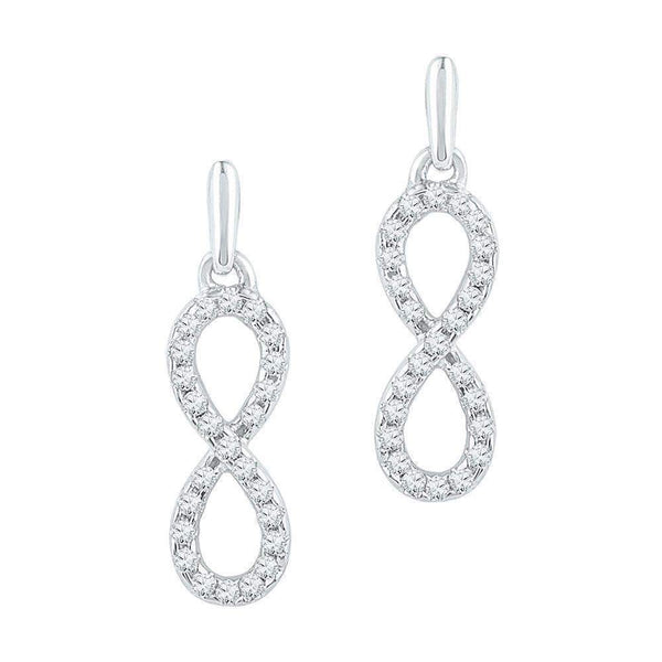 10kt White Gold Women's Round Diamond Infinity Dangle Earrings 1-4 Cttw - FREE Shipping (USA/CAN)-Gold & Diamond Earrings-JadeMoghul Inc.