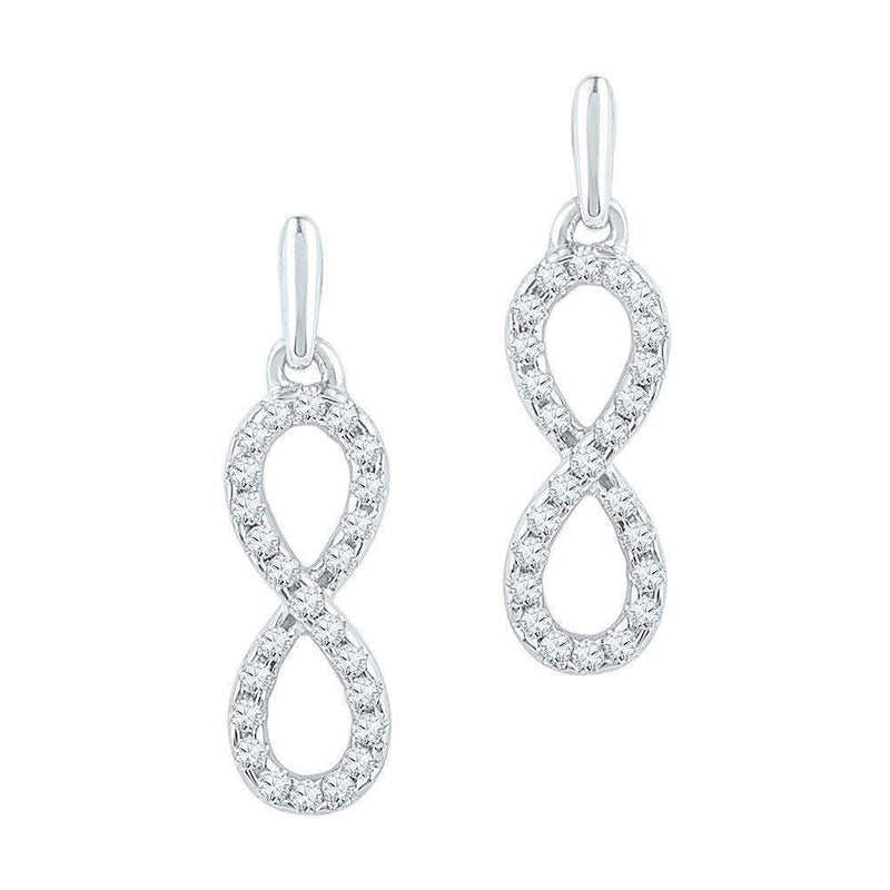 10kt White Gold Women's Round Diamond Infinity Dangle Earrings 1-4 Cttw - FREE Shipping (USA/CAN)-Gold & Diamond Earrings-JadeMoghul Inc.