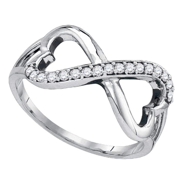 10kt White Gold Women's Round Diamond Infinity Double Heart Ring 1/6 Cttw - FREE Shipping (US/CAN)-Gold & Diamond Rings-5-JadeMoghul Inc.